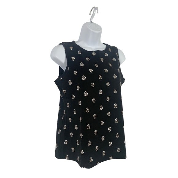 Croft & Barrow Womens Sleeveless Black Tank Top With White Floral Pattern Small - Picture 3 of 8